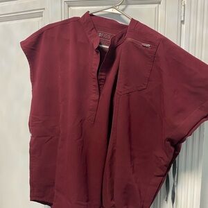 Figs Maroon Short Sleeve Top